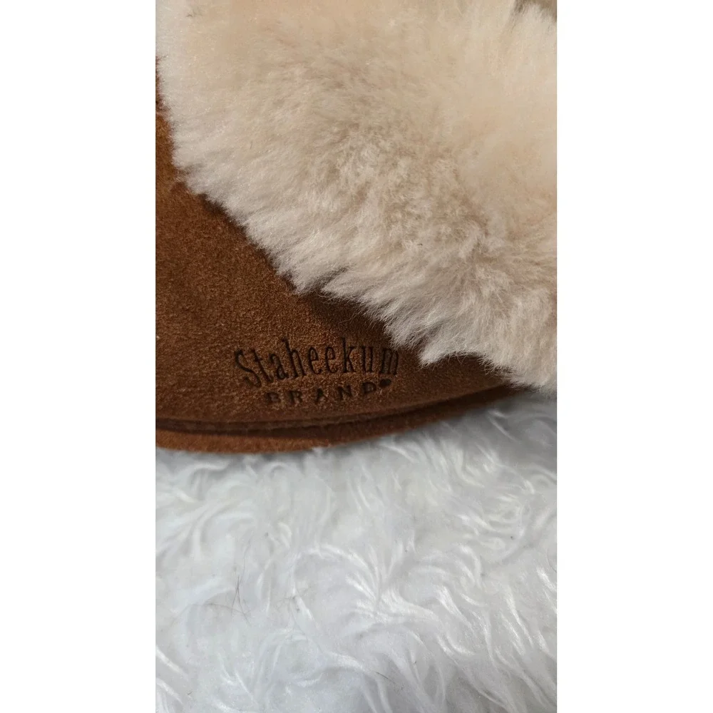Staheekum Cressida-Wheat Suede Shearling Wool Scuff Slippers Women 8 Brown - Picture 5 of 9